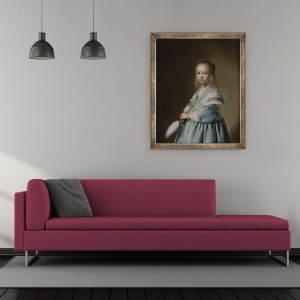 Tablou inramat - Johannes Cornelisz. Verspronck - Portret De O Fata imbracata in Albastru, 50 x 60 cm - Img 2