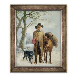Tablou inramat - John Barker - Colectarea combustibilului de iarna, 50 x 60 cm
