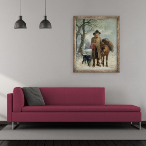 Tablou inramat - John Barker - Colectarea combustibilului de iarna, 50 x 60 cm - Img 2