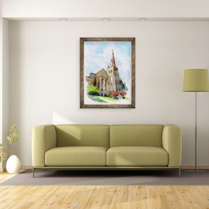 Tablou inramat - John Keeling - Biserica cu turla, 2016, 70 x 90 cm - Img 2