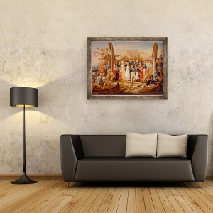 Tablou inramat - Jose Aparicio - Ferdinand VII Debarcarea in Portul Santa Maria, 60 x 80 cm - Img 2