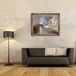 Tablou inramat - Joseph Mallord William Turner - Rachete si lumini albastre aproape la indemana pentru a avertiza barcile cu aburi de apa banc, 70 x 90 cm - Img 2