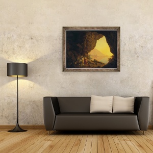 Tablou inramat - Joseph Wright - O grota in Regatul Napoli, cu Banditti, 60 x 80 cm - Img 2