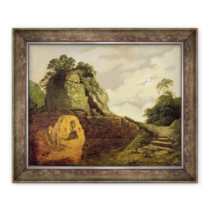 Tablou inramat - Joseph Wright of Derby - Mormantul lui Virgil in lumina lunii cu Silius Italicus, 50 x 60 cm