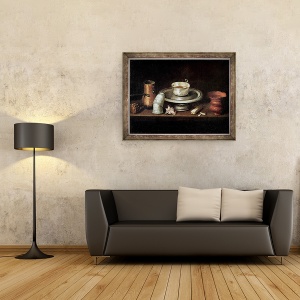 Tablou inramat - Juan de Zurbaran - Natura moarta cu un castron de ciocolata, sau mic dejun cu ciocolata, 60 x 80 cm - Img 2