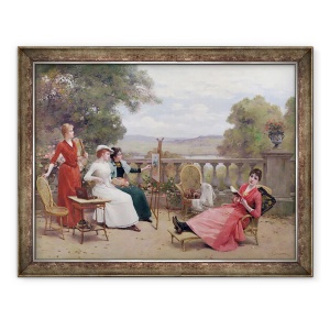 Tablou inramat - Jules Frederic Ballavoine - Pictura pe terasa, 70 x 90 cm