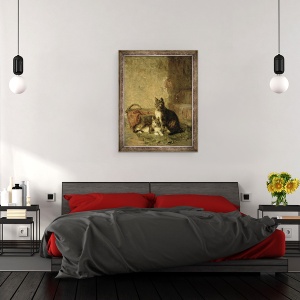 Tablou inramat - Julius Adam - Pisici, 70 x 90 cm - Img 3
