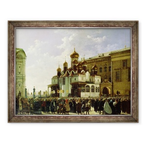 Tablou inramat - Karl-Fridrikh Petrovich Bodri - Procesiune de Paste la Catedrala Maria Buna Vestire din Moscova, 60 x 80 cm