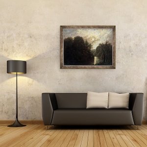 Tablou inramat - Karl Gustav Carus - Peisaj rau in Rosental langa Leipzig, 60 x 80 cm - Img 2