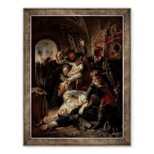 Tablou inramat - Konstantin Egorovich Makovsky - Uciderea asasinilor ucigandu-l pe fiul lui Boris Fiodorevici Godunov, 60 x 80 cm