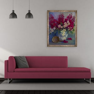 Tablou inramat - Lee Campbell - Stocurile si florile de Portocaliu, 2020, 50 x 60 cm - Img 2