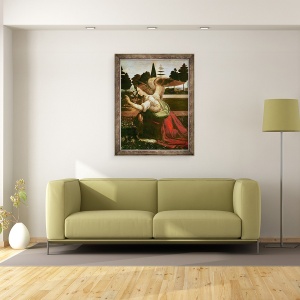 Tablou inramat - Leonardo da Vinci - Buna Vestire detaliu al ingerului, 70 x 90 cm - Img 2