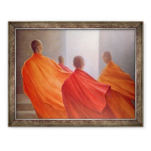 Tablou inramat - Lincoln Seligman - Patru calugari pe Treptele Templului, 60 x 80 cm