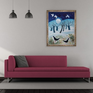Tablou inramat - Lisa Graa Jensen - Pasari de iarna in zapada, 2019, 50 x 60 cm - Img 2