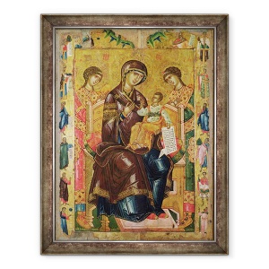 Tablou inramat - Longin - Icoana Fecioarei si Pruncului cu Arhangheli si Profeti, 60 x 80 cm