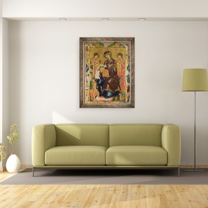 Tablou inramat - Longin - Icoana Fecioarei si Pruncului cu Arhangheli si Profeti, 60 x 80 cm - Img 2