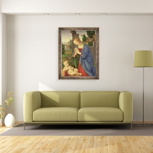 Tablou inramat - Lorenzo di Credi - Fecioara Adorarea Copilului, 60 x 80 cm - Img 2