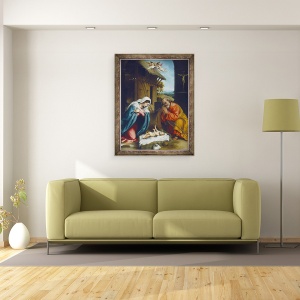 Tablou inramat - Lorenzo Lotto - Nasterea Domnului, 70 x 90 cm - Img 2