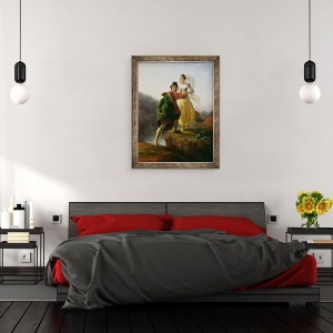 Tablou inramat - Louis Ducis - Bianca Cappello c.1542-87 Fugind cu iubitul ei Francesco de Medici 1541-87, 70 x 90 cm - Img 3