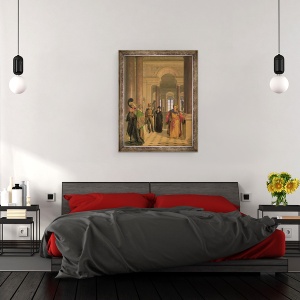 Tablou inramat - Louis Eugene Gabriel Isabey - Scara principala a Luvrului, 70 x 90 cm - Img 3