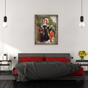 Tablou inramat - Louis Hersent - Marie Amelie de Bourbon-Sicile 1782-1866 si fiii ei, Henri de Orleans 1822-97 Duce de Aumale si Antoine 1824-90 Duce de Montpensier, 70 x 90 cm - Img 3