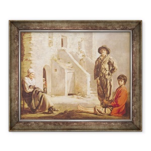 Tablou inramat - Louis Le Nain - taranii inainte de casa lor, 50 x 60 cm
