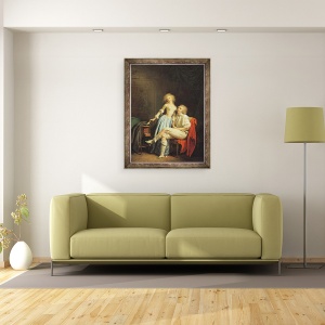 Tablou inramat - Louis Leopold Boilly - Cuplu cu o pasare evadata, 60 x 80 cm - Img 2