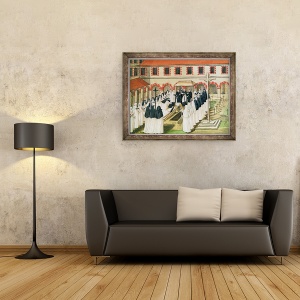Tablou inramat - Louise Madelaine Cochin - inmormantarea unei calugarite, din LAbbaye de Port-Royal, 60 x 80 cm - Img 2