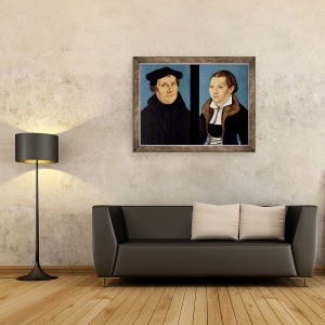 Tablou inramat - Lucas Cranach the Elder - Portret dublu De Martin Luther si Katherin von Bora, 60 x 80 cm - Img 2