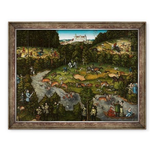 Tablou inramat - Lucas Cranach the Elder - Vanatoare langa Castelul Hartenfels, 70 x 90 cm