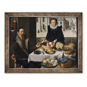 Tablou inramat - Lucas van Valckenborch - Portret dublu al unui cuplu in varsta, 70 x 90 cm
