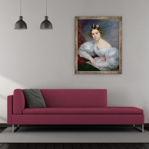 Tablou inramat - Ludwig August - Portret De O Tanara Femeie, 50 x 60 cm - Img 2