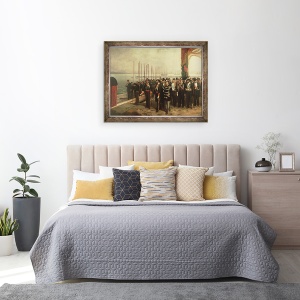 Tablou inramat - Luis Alvarez Catalá - imbarcarea lui Amadeo I 1845-90 din Savoia pentru Spania, 70 x 90 cm - Img 3