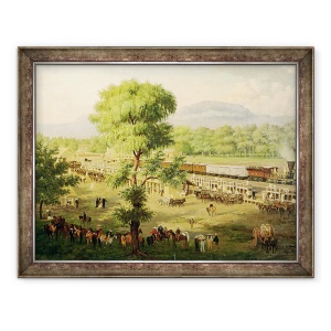 Tablou inramat - Luiz Coto - Calea ferata in Valea Mexicului, 70 x 90 cm