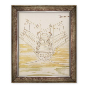 Tablou inramat - Mariano di Jacopo detto il Taccola - Proiectare pentru o nava de razboi, 70 x 85 cm