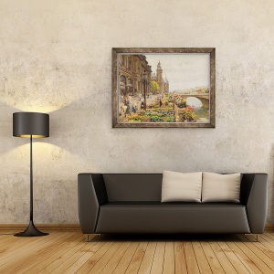 Tablou inramat - Marie Francois Firmin-Girard - Piata Florilor Pariziene, 60 x 80 cm - Img 2