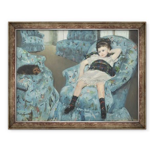 Tablou inramat - Mary Stevenson Cassatt - Fetita intr-un fotoliu albastru, 60 x 80 cm