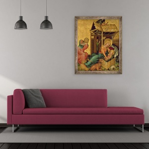 Tablou inramat - Master Bertram of Minden - Nasterea Domnului, de la Altarul Buxtehude, 50 x 60 cm - Img 2