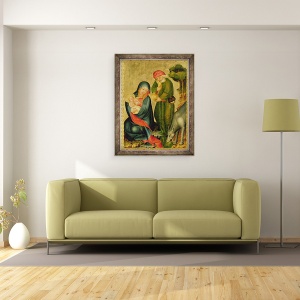 Tablou inramat - Master Bertram of Minden - Odihneste-te pe zborul spre Egipt, detaliu de la Altarul Grabow, 60 x 80 cm - Img 2