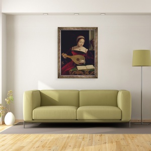 Tablou inramat - Master of the Female Half Lengths - Maria Magdalena canta la lauta, 60 x 80 cm - Img 2
