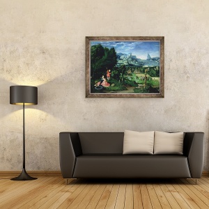 Tablou inramat - Master of the Female Half Lengths - Restul in zbor spre Egipt, 60 x 80 cm - Img 2