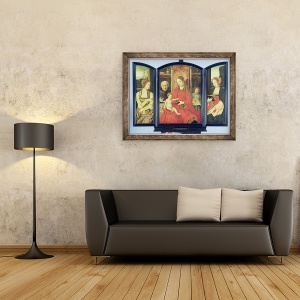 Tablou inramat - Master of the Holy Blood - Sfanta familie cu Sfanta Ecaterina si Sfanta Barbara, 60 x 80 cm - Img 2