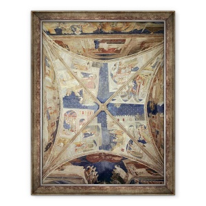 Tablou inramat - Matteo di Giovanetto da Viterbo - Vedere a plafonului capelei Tinel cu scene din viata Sf. Martial, 70 x 90 cm