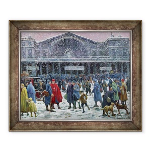 Tablou inramat - Maximilien Luce - Gare de lEst sub zapada, 50 x 60 cm