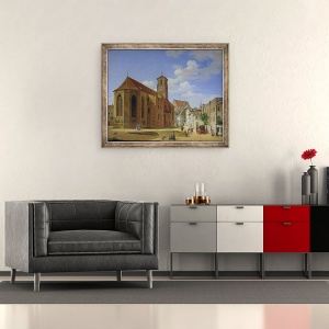 Tablou inramat - Michael Neher - Piata Bisericii din Wasserburg am Inn, 50 x 60 cm - Img 2