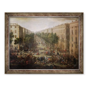 Tablou inramat - Michel Serre - Vedere de Cours Belsunce, Marsilia, in timpul ciuma din 1720, 60 x 80 cm