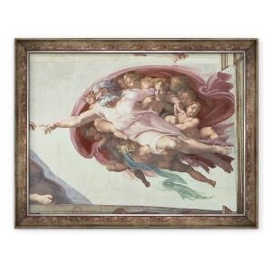 Tablou inramat - Michelangelo Buonarroti - Plafonul Capelei Sixtine, Crearea lui Adam, detaliu al lui Dumnezeu Tatal, 70 x 90 cm
