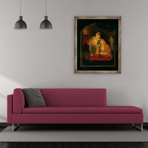 Tablou inramat - Michiel Versteegh - Cuplu numarand bani la lumina lumanarilor, 50 x 60 cm - Img 2