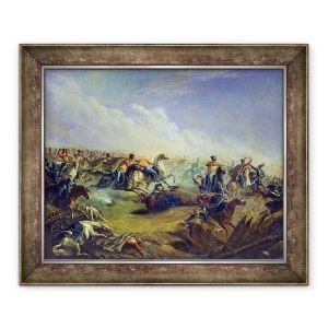 Tablou inramat - Mikhail Yuryevich Lermontov - Husarii Garzii ataca langa Varsovia in 26 august 1831, 50 x 60 cm