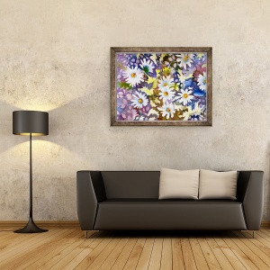Tablou inramat - Neela Pushparaj - Margarete albe, 60 x 80 cm - Img 2